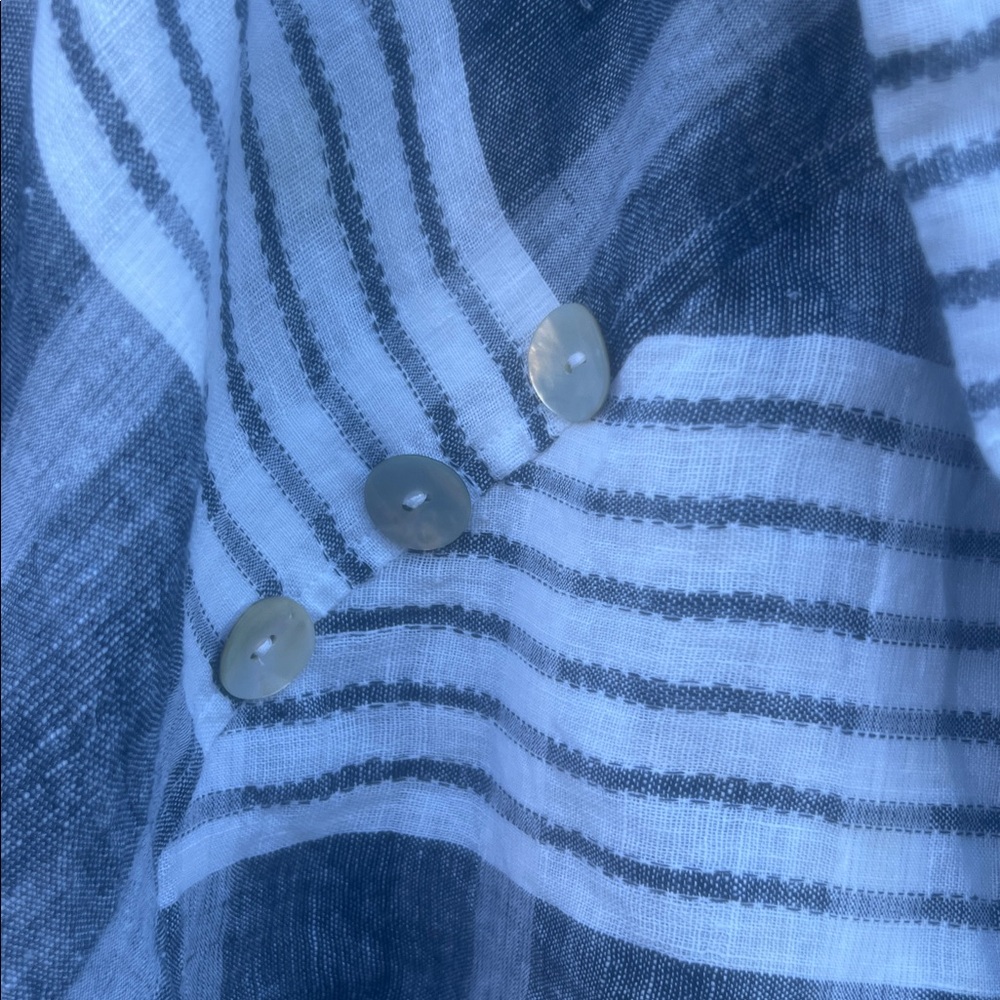Habitat Clothes to Live In Grey Stripe Linen Tunic Blouse Womens Size XXL - Picture 2 of 7